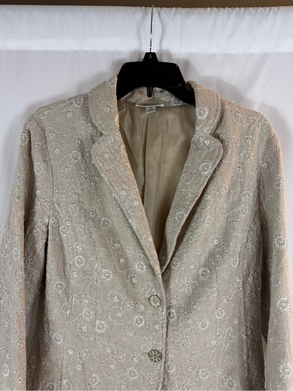 Boho Cottagecore Coldwater Creek Ivory LinenBlend Floral
Embroidered PM Jacket - Picture 4 of 14
